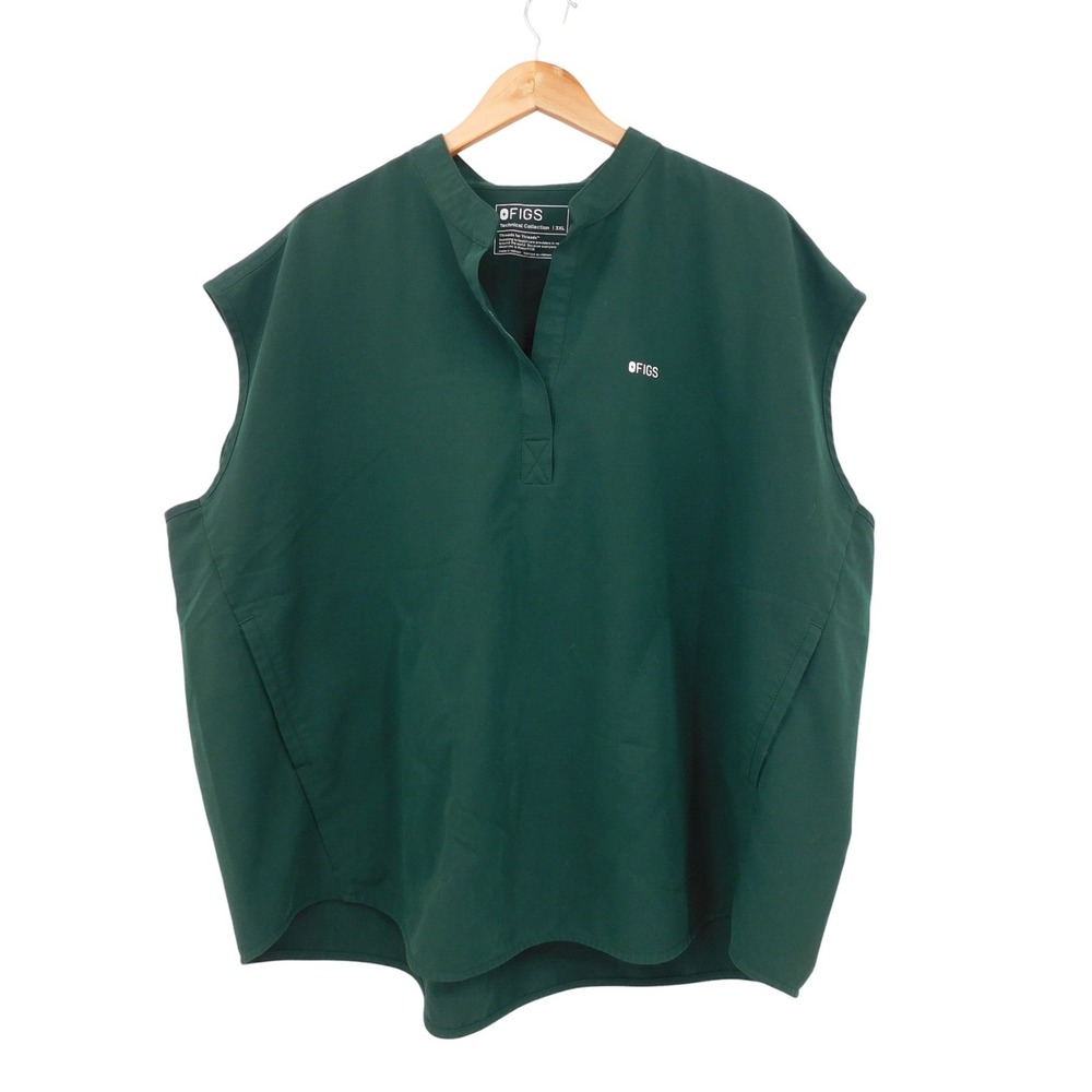 FIGS Rafaela Moss Green Oversized Sleeveless Scrub Top 3XL 1000292 Womens